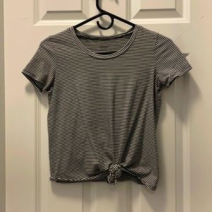 Madewell Stripe crop top w/ tie detail
